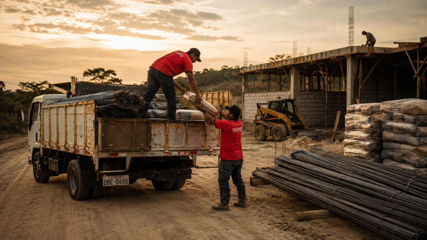 Camión descargando materiales