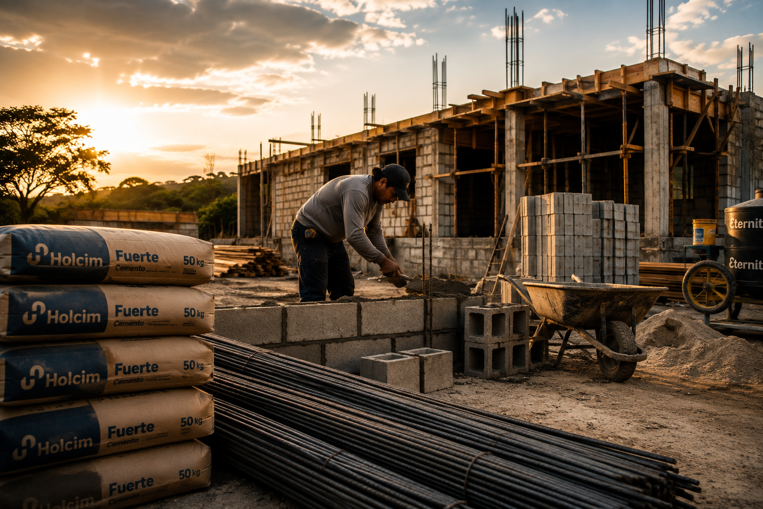 Maestro trabajando en construcción